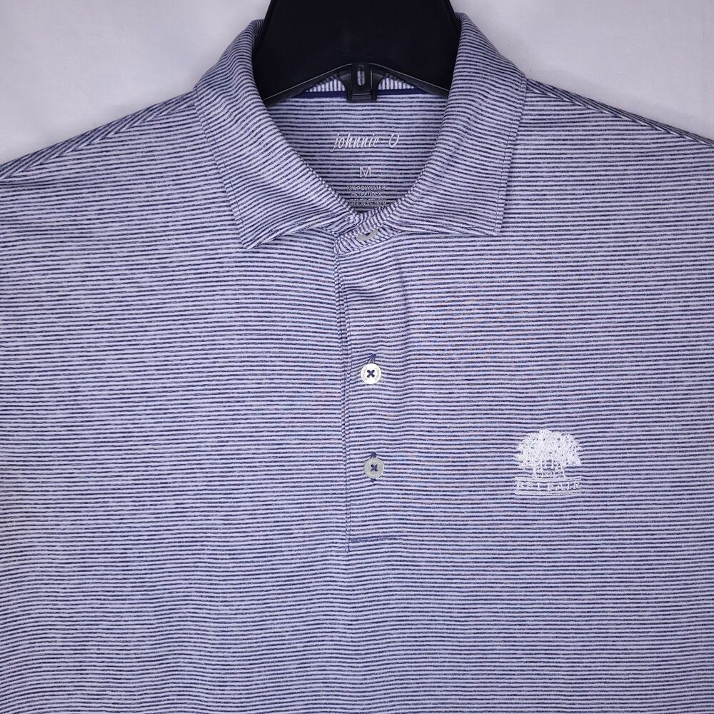 Johnnie O Polo Shirt Mens Medium Striped Blue Lyndon Performance Bel Fair